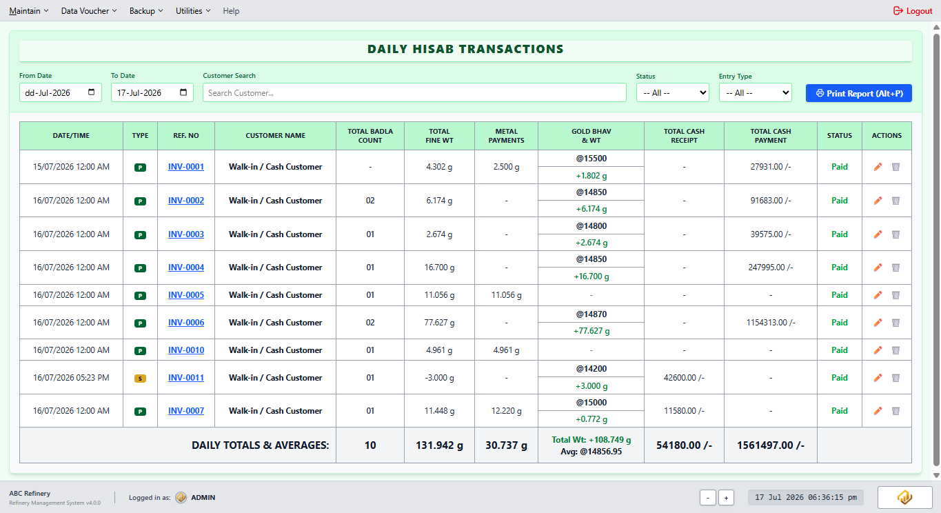 Daily Hisab Transactions