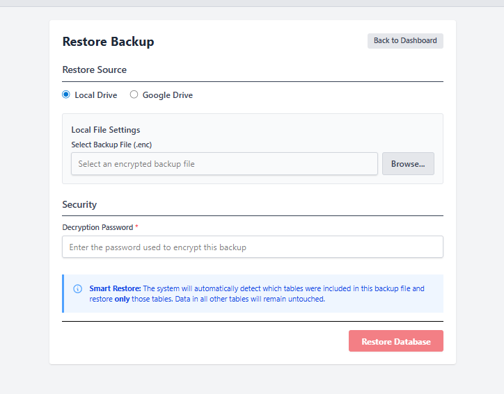 Restore Backup
