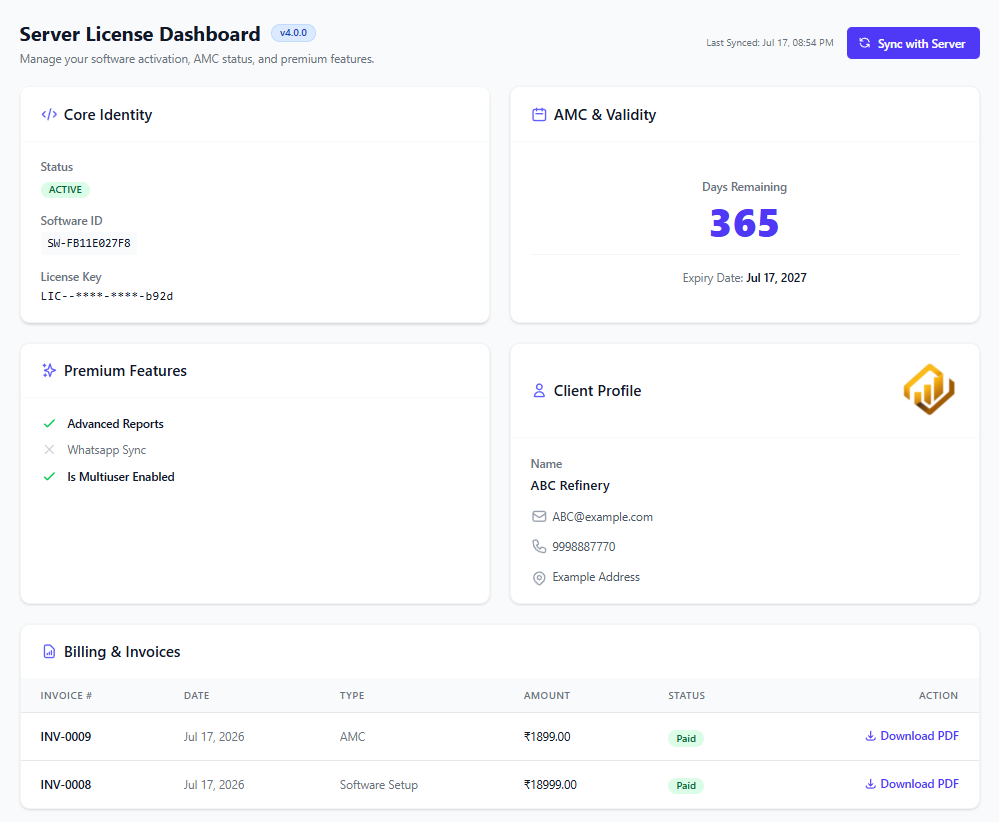 Server License Dashboard